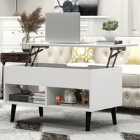 2 Shelf Lift Up Coffee Table - White
