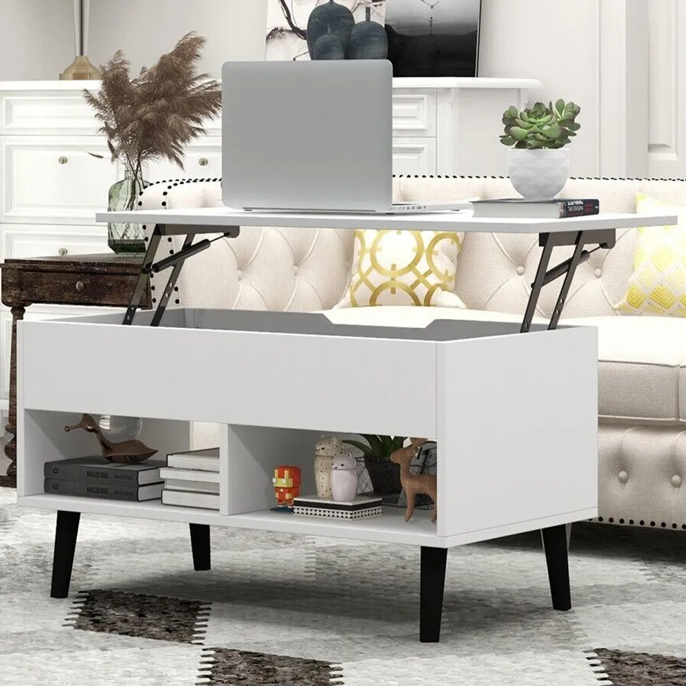2 Shelf Lift Up Coffee Table - White image