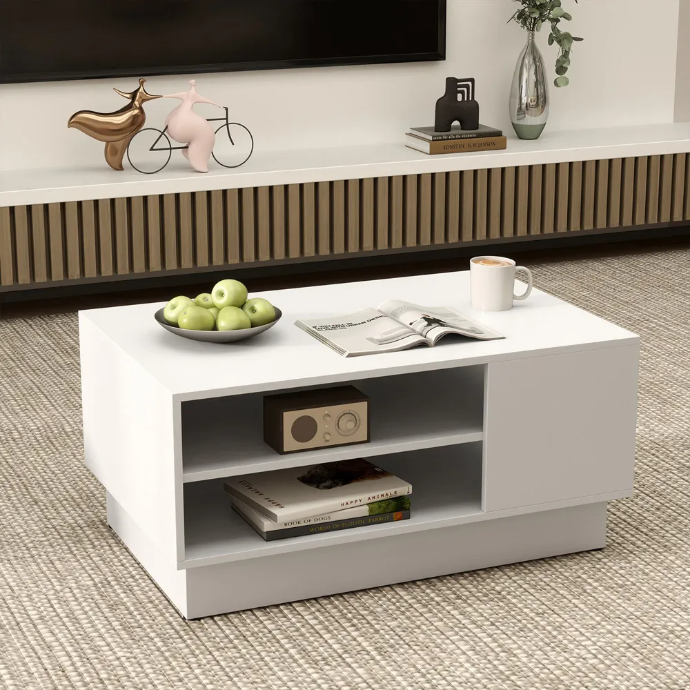 2 Shelf Rectangle Coffee Table - White