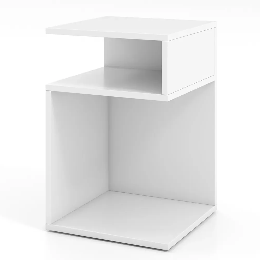 2 Shelf S-Shaped Side Table - White