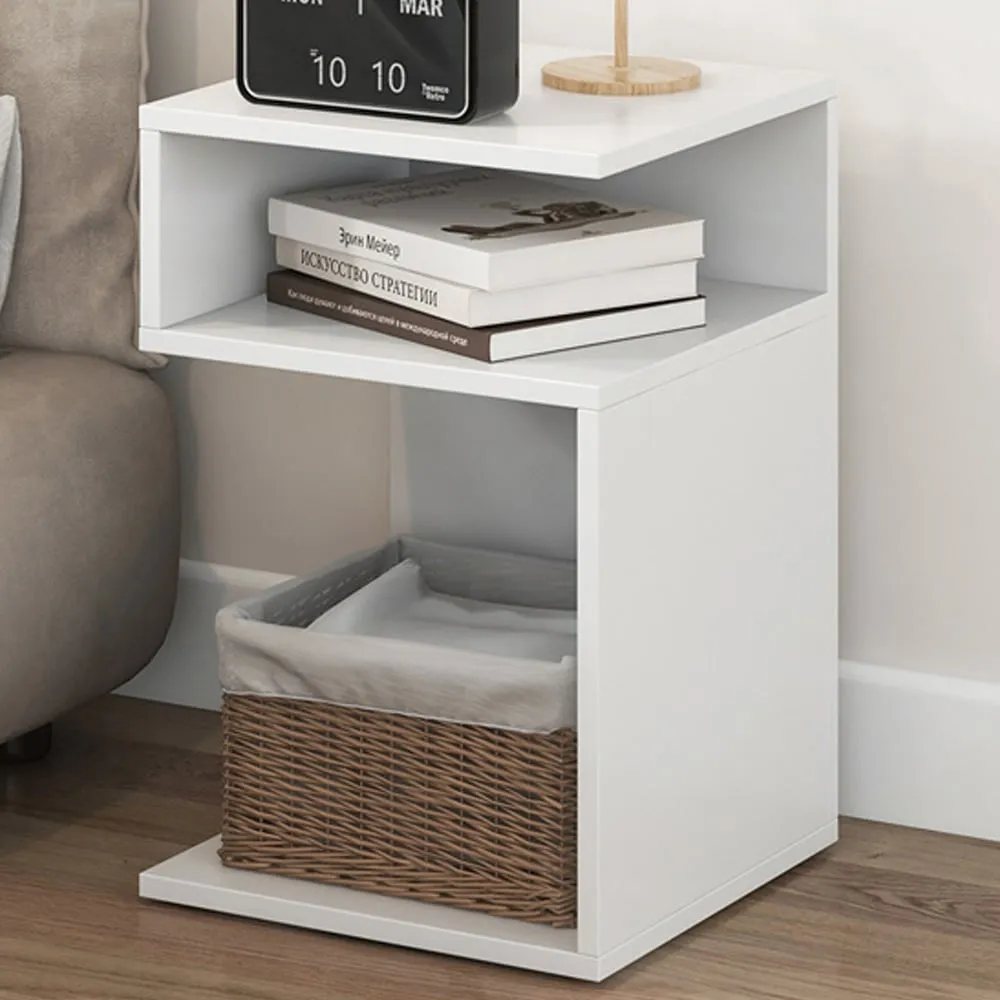 2 Shelf S-Shaped Side Table - White