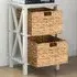 2 Shelf Side Table with Seagrass Baskets - White, Acacia Wood