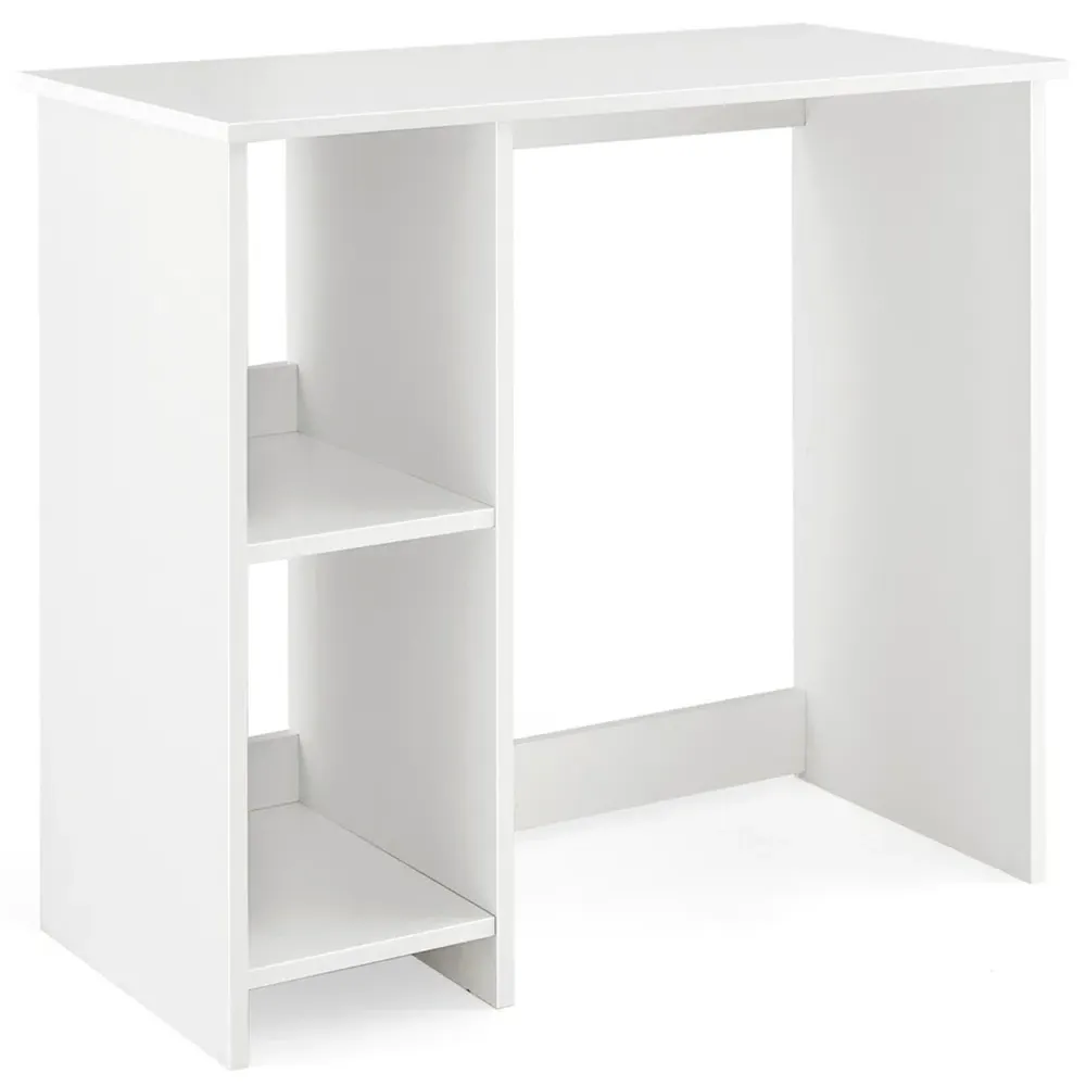 2 Shelf Small Computer Desk - White