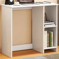 2 Shelf Small Computer Desk - White
