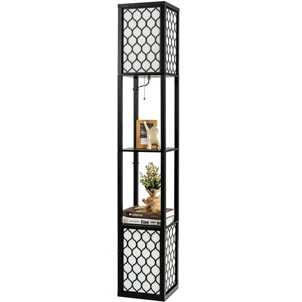 2 Shelf Storage Floor Lamp with Foot Switch - Multi