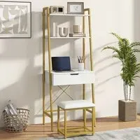 2 Shelf Vanity Dressing Table Set with Flip Top Mirror - Gold