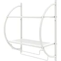 2 Shelf Wall Mounted Bathroom Unit with Towel Holder - White