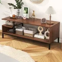 2 Shelves Industrial TV Unit - Brown, Walnut