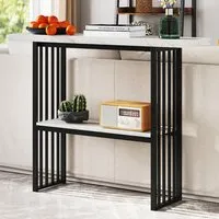 2-Tier Faux Marble Console Table - White