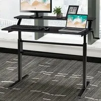 2 Tier Height Adjustable Standing Desk with Crank - Black