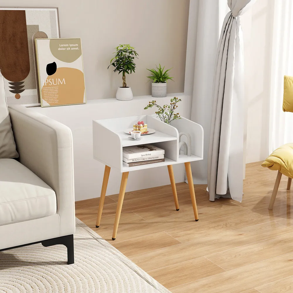 2 Tier Nightstand Set of 2 - White