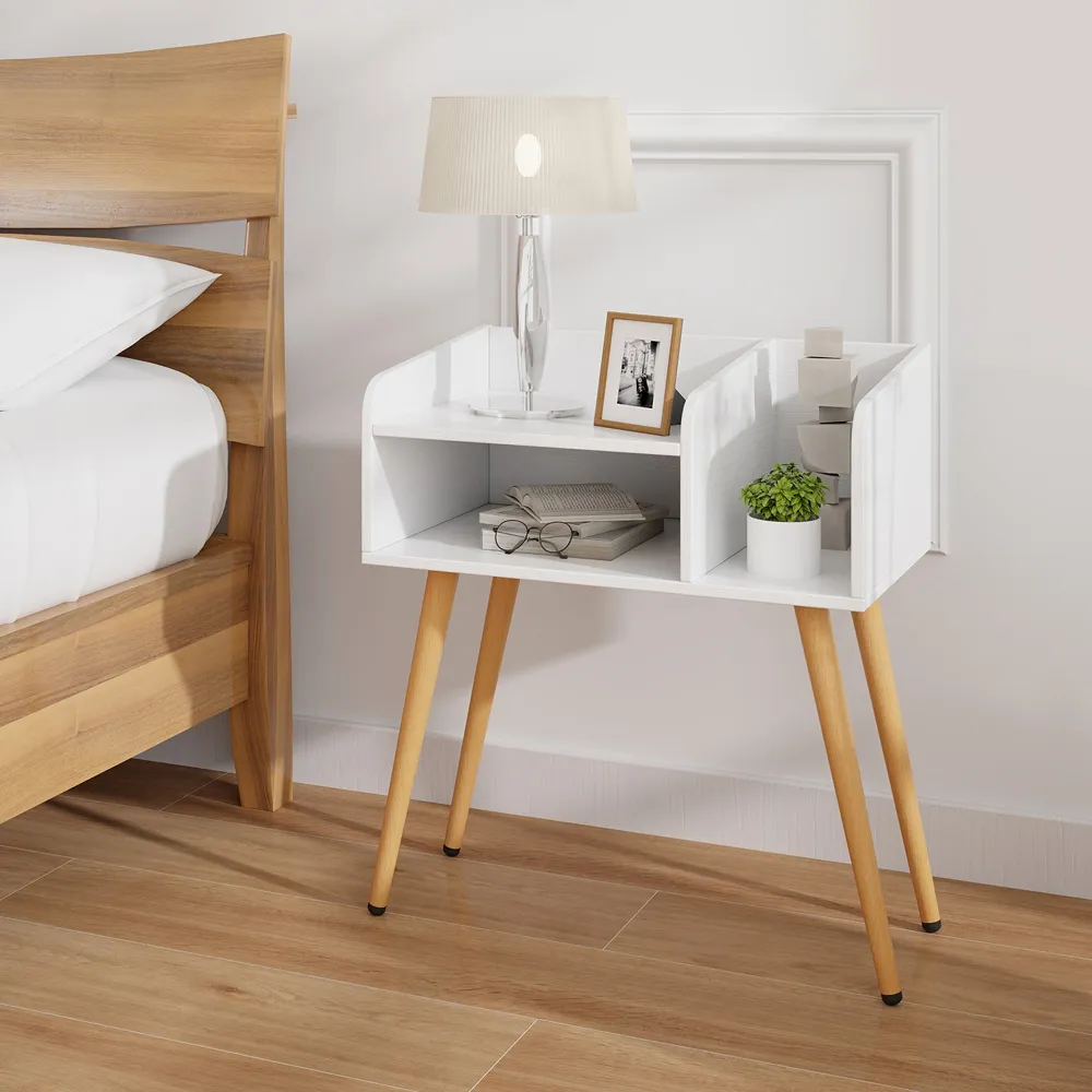 2 Tier Nightstand Set of 2 - White