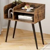 2 Tier Nightstand with Open Shelves - Rustic Brown