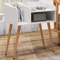 2 Tier Nightstand with Open Shelves - White