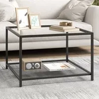 2 Tier Square Glass Coffee Table - Black