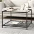 2 Tier Square Glass Coffee Table - Black