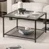 2 Tier Square Glass Coffee Table - Grey