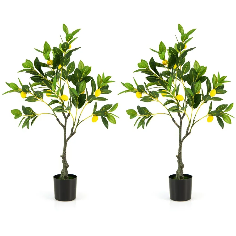2.6ft Lemon Tree Artificial Plant in Pot - Green
