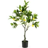 2.6ft Lemon Tree Artificial Plant in Pot - Green