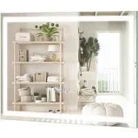 3 Colour LED Bathroom Wall Mirror with Display - Silver