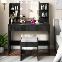 3 Colour Lighting Vanity Set with Storage - Black