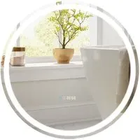 3 Colour Round LED Bathroom Wall Mirror with Display - Silver