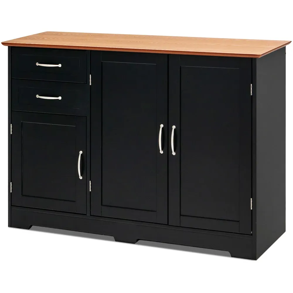 3 Door 2 Drawer Storage Cabinet - Black