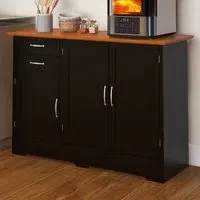 3 Door 2 Drawer Storage Cabinet - Black