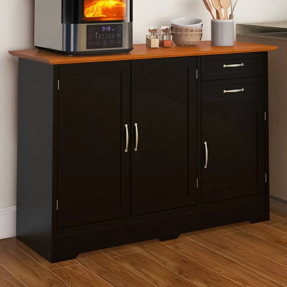 3 Door 2 Drawer Storage Cabinet - Black