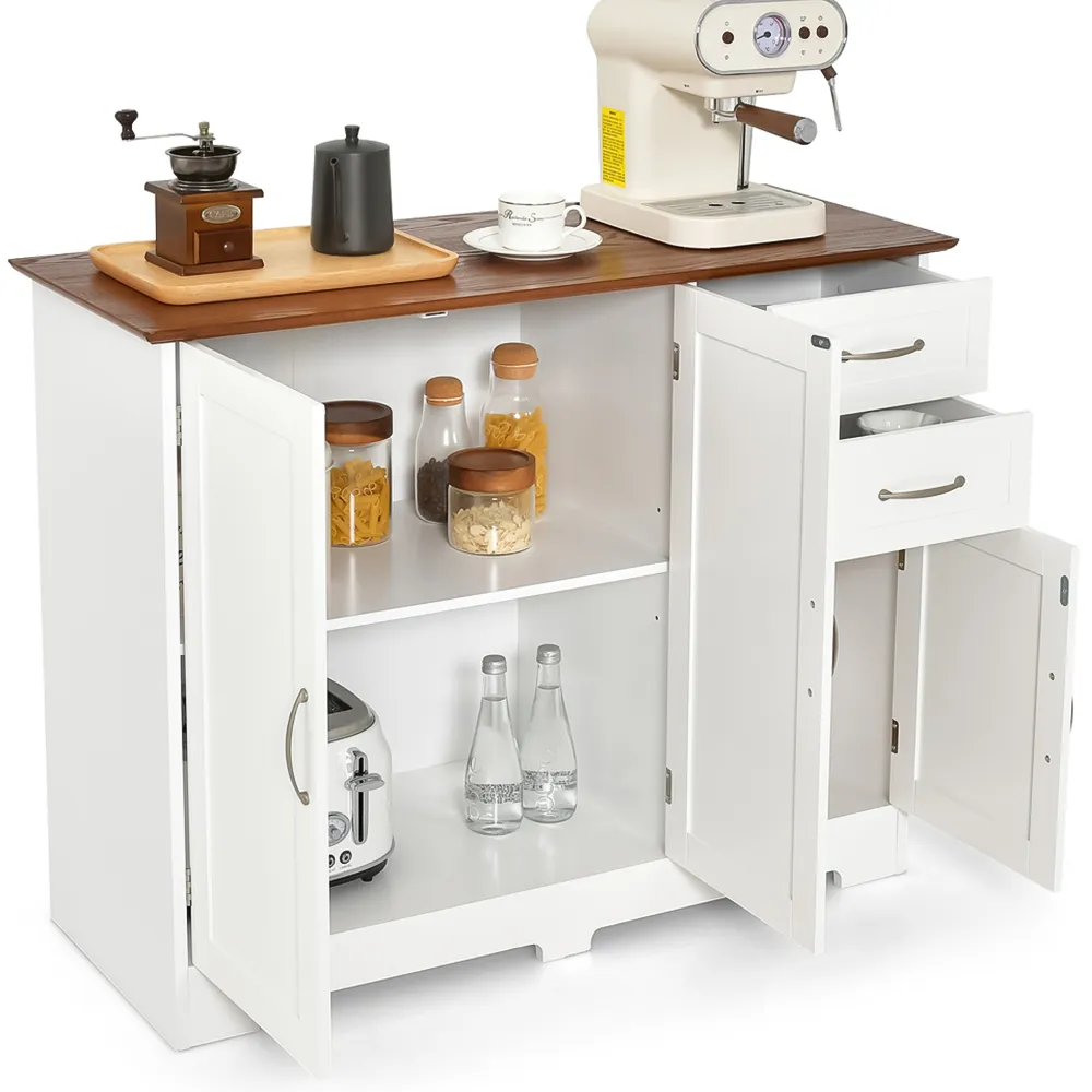 3 Door 2 Drawer Storage Cabinet - White