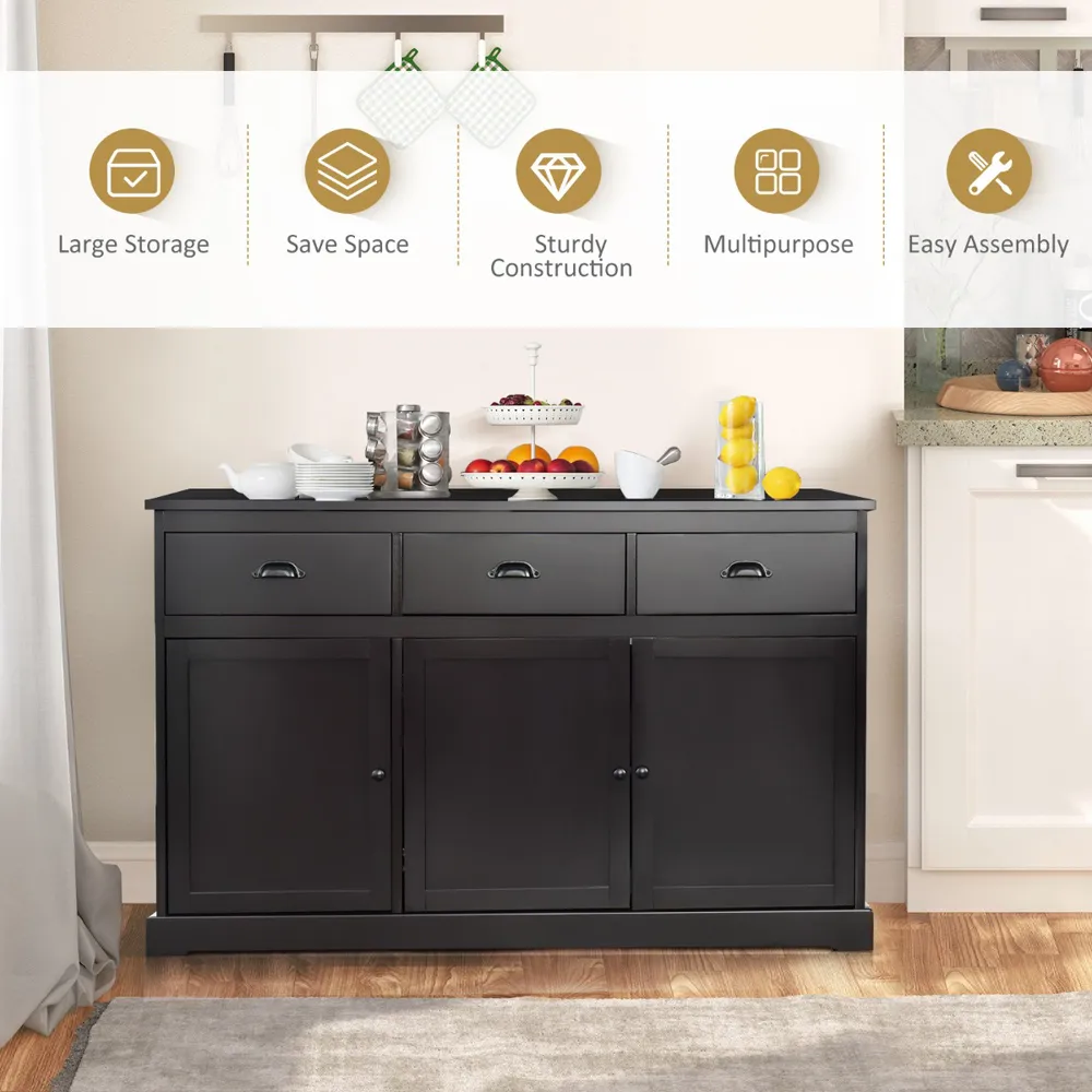 3 Door 3 Drawer Buffet Sideboard - Brown