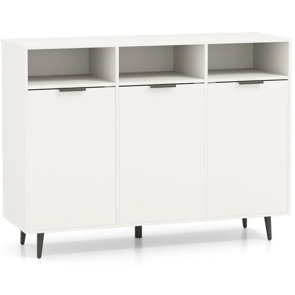 3 Door 3 Shelf Buffet Cabinet - White