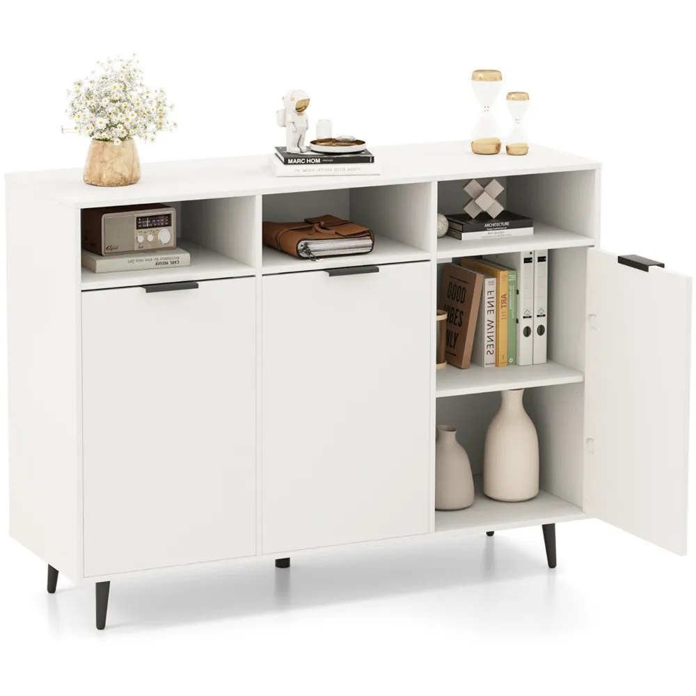 3 Door 3 Shelf Buffet Cabinet - White