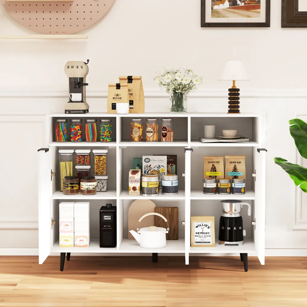 3 Door 3 Shelf Buffet Cabinet - White