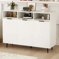 3 Door 3 Shelf Buffet Cabinet - White