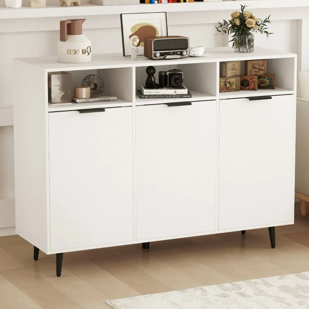 3 Door 3 Shelf Buffet Cabinet - White