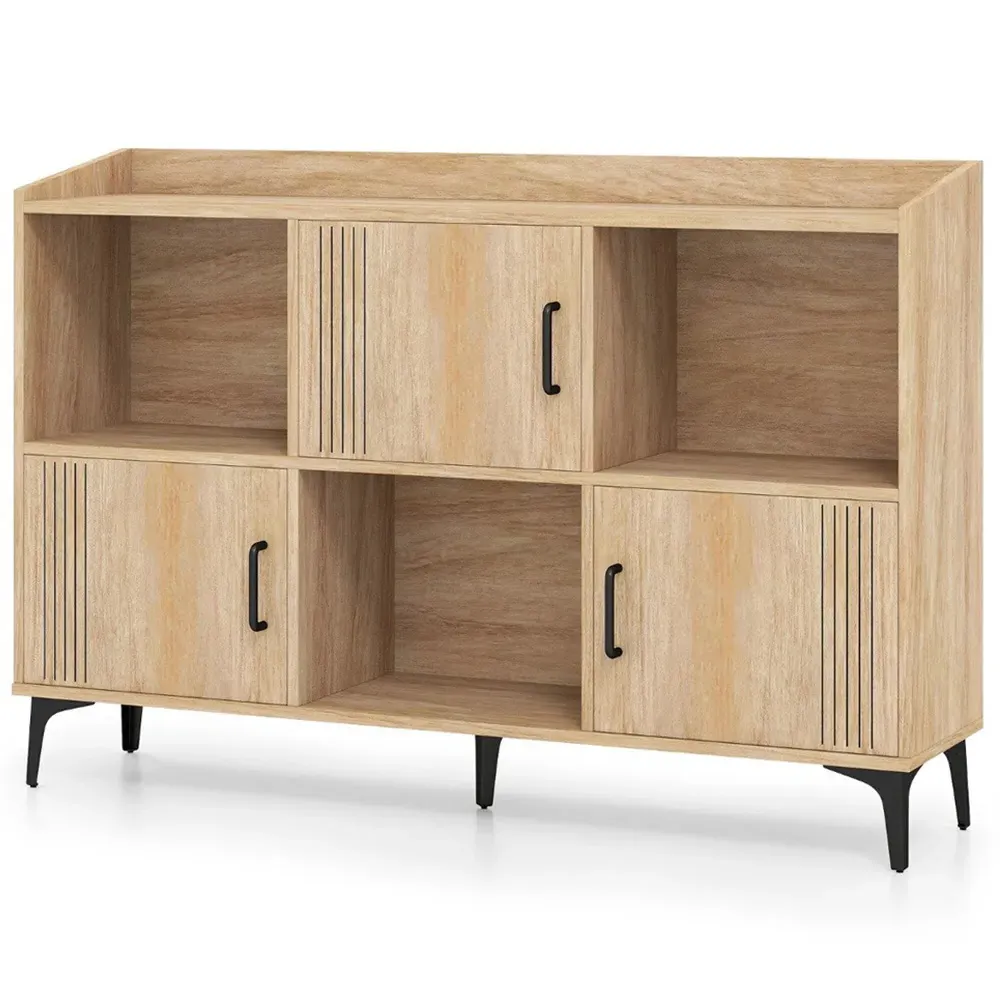 3 Door 3 Shelf Storage Cabinet - Oak