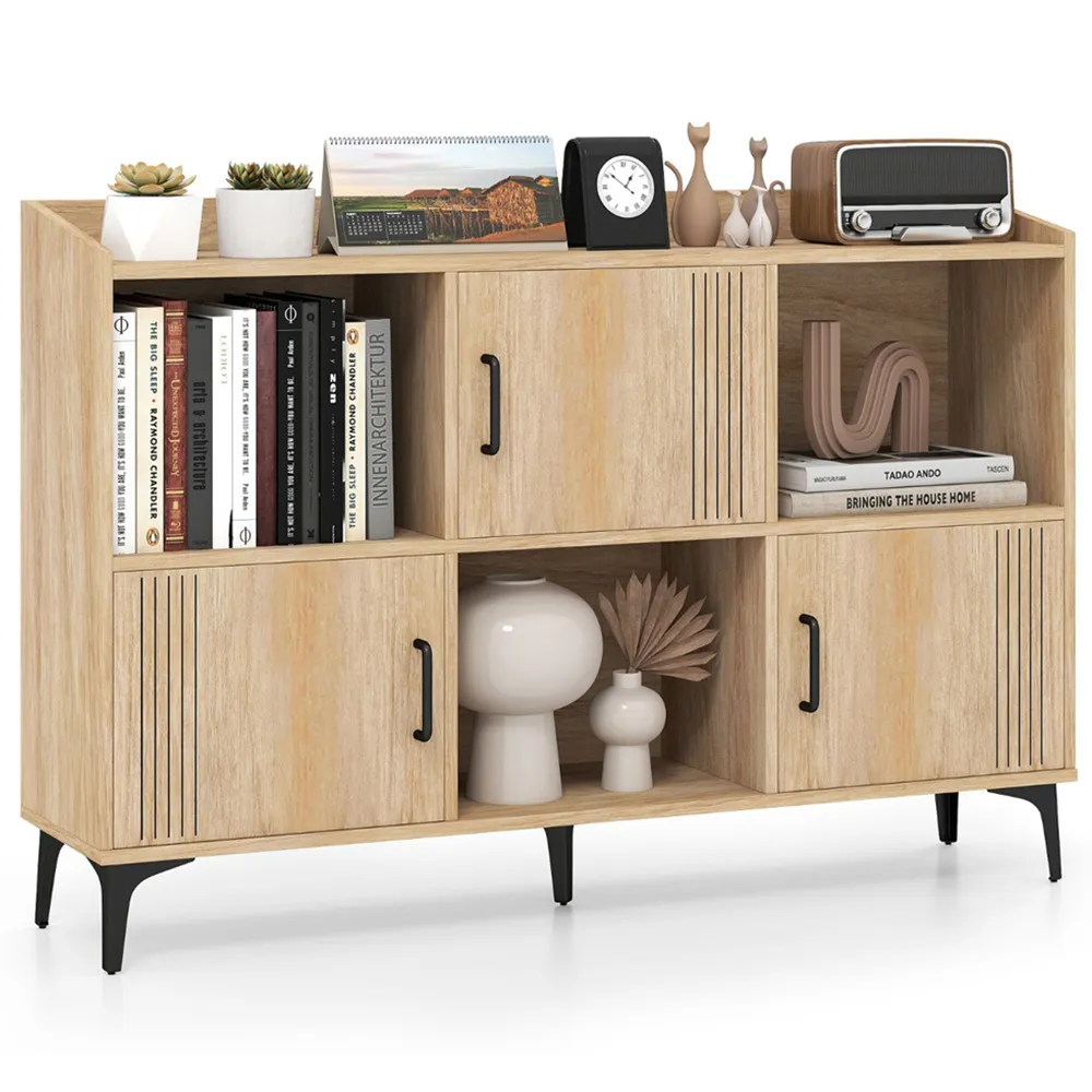 3 Door 3 Shelf Storage Cabinet - Oak