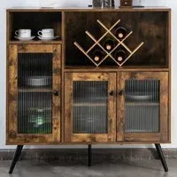 3 Door Kitchen Storage Cabinet with Shelves - Brown, MDF