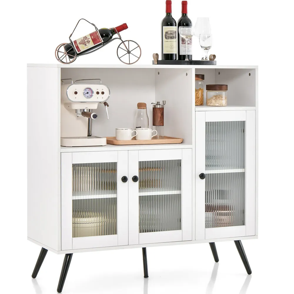 3 Door Kitchen Storage Cabinet with Shelves - White, MDF