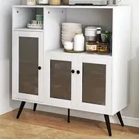3 Door Kitchen Storage Cabinet with Shelves - White, MDF