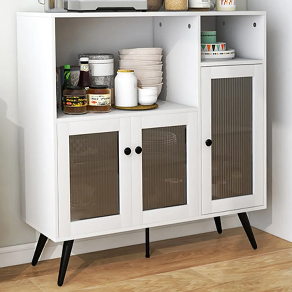 3 Door Kitchen Storage Cabinet with Shelves - White, MDF