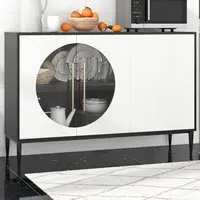 3 Door Sideboard with Glass Doors - Black and White