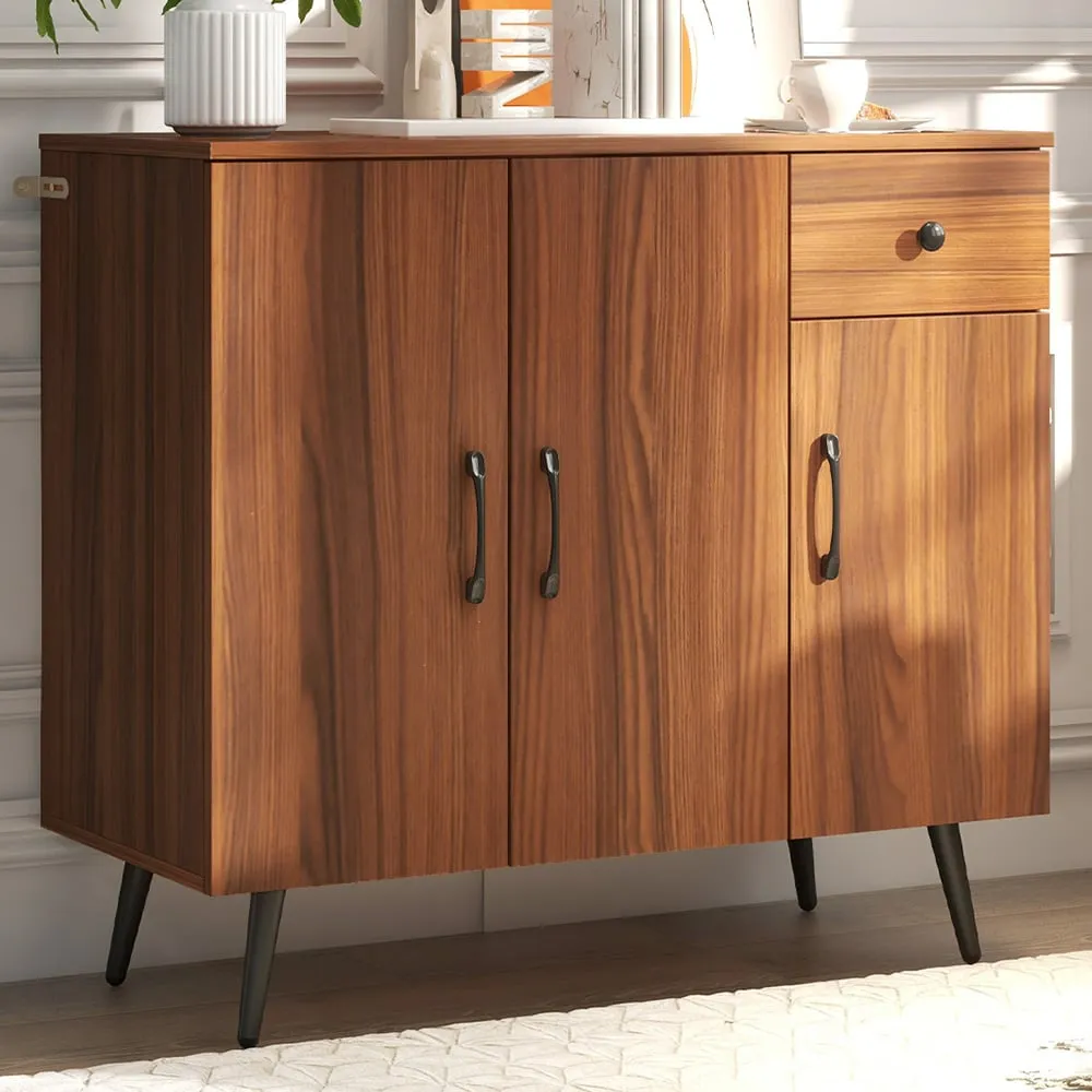 3 Door Single Drawer Sideboard - Brown, Walnut image