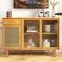 3 Door Storage Cabinet with Drawer - Cream, Bamboo