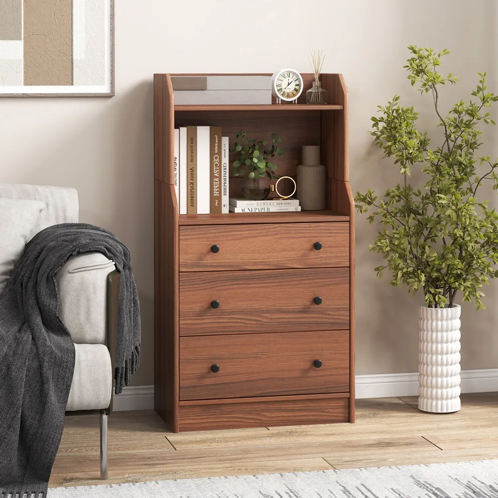 3 Drawer 2 Shelf Chest of Drawers - Brown