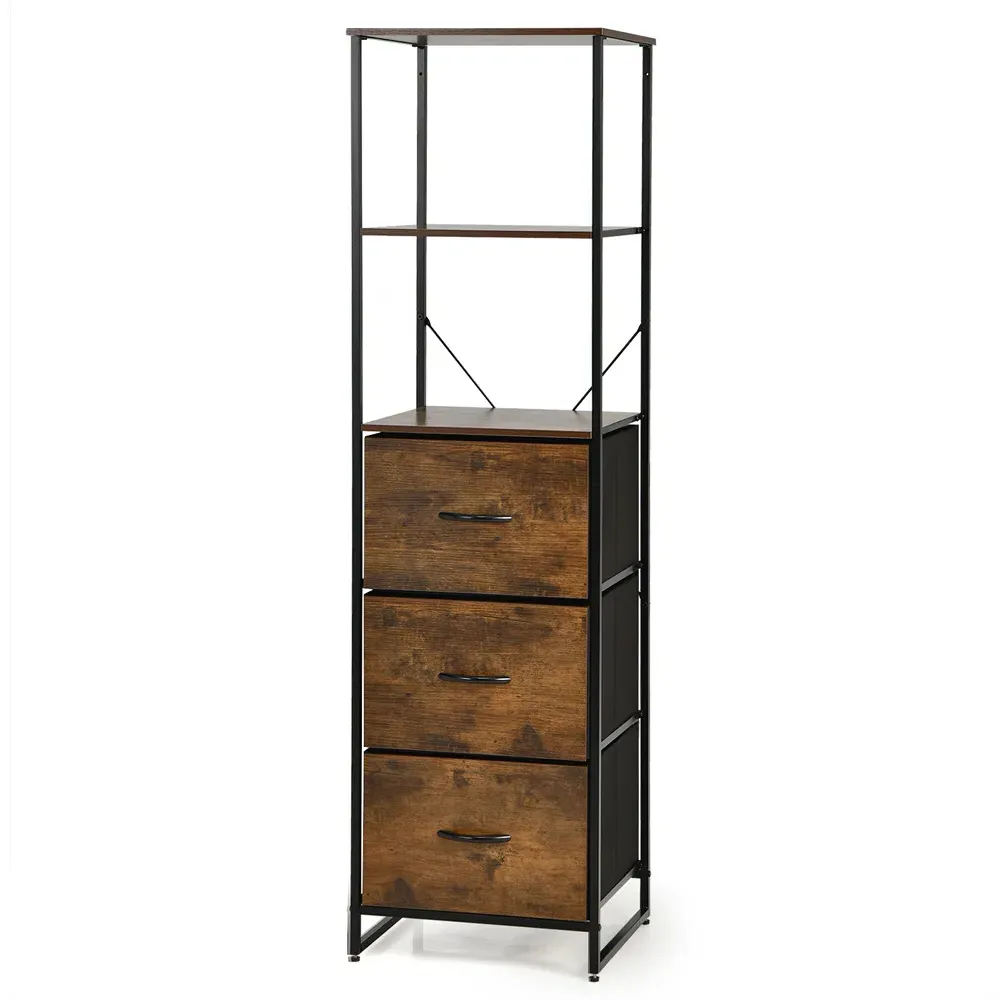 3 Drawer 2 Shelf Storage Unit - Rustic Brown