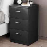 3 Drawer Bedside Table - Black