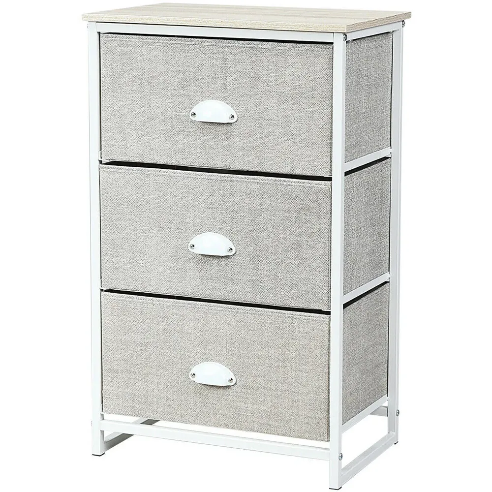 3 Drawer Bedside Table - White