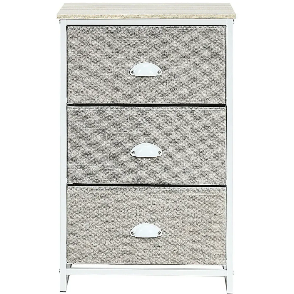 3 Drawer Bedside Table - White